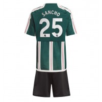 Echipament fotbal Manchester United Jadon Sancho #25 Tricou Deplasare 2023-24 pentru copii maneca scurta (+ Pantaloni scurti)